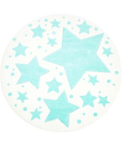 Tapis rond pour enfant étoiles 3D - Crème/bleu menthe - overzicht boven, thumbnail Tapis rond pour enfant étoiles 3D - Crème/bleu menthe - overzicht boven, thumbnail