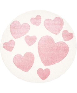 Tapis rond pour enfant Coeur 3D - Crème/rose - overzicht boven, thumbnail Tapis rond pour enfant Coeur 3D - Crème/rose - overzicht boven, thumbnail