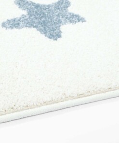 Tapis enfant petites étoiles 3D - Crème/bleu - close up zijkant, thumbnail Tapis enfant petites étoiles 3D - Crème/bleu - close up zijkant, thumbnail