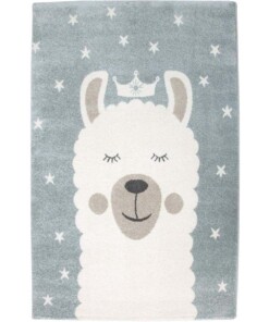 Tapis enfant Sleepy Lama - bleu/blanc - overzicht boven, thumbnail Tapis enfant Sleepy Lama - bleu/blanc - overzicht boven, thumbnail