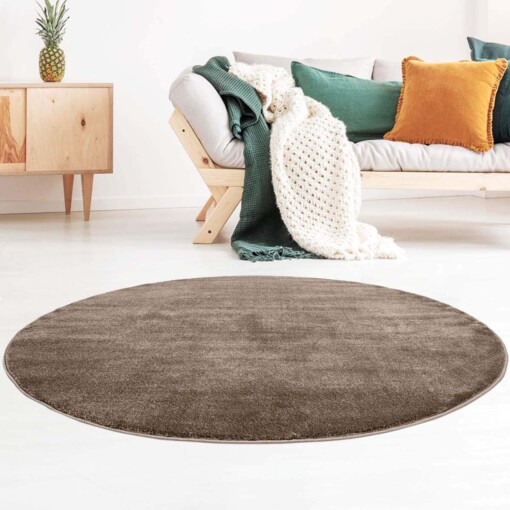 Tapis velours Rond Gala - marron - sfeer