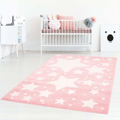 Tapis enfant étoiles 3D - rose/Crème - sfeer