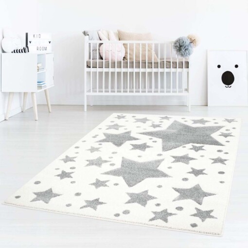 Tapis enfant étoiles 3D - Crème/gris - sfeer