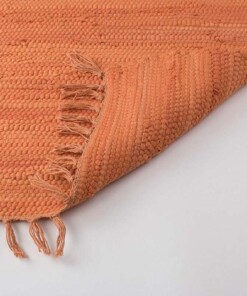 Tapis Kilim tissé main Bomull - terracota - close up vouw, thumbnail