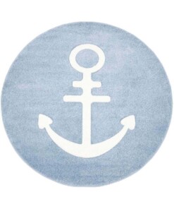Tapis rond pour enfant Ancre 3D bleu - overzicht boven, thumbnail