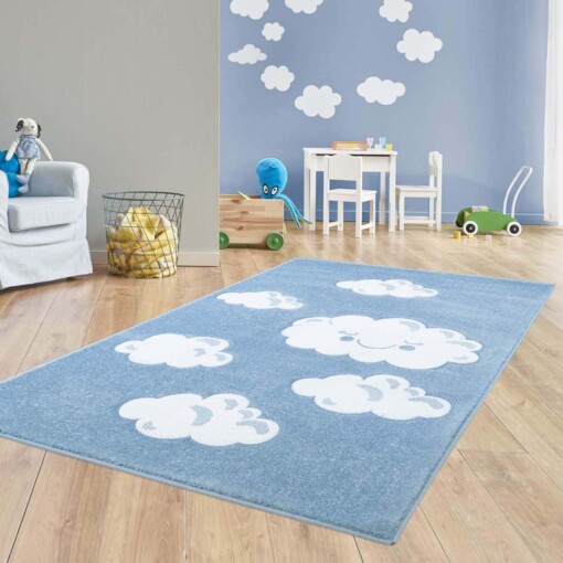 Tapis enfant nuage 3D - bleu - sfeer