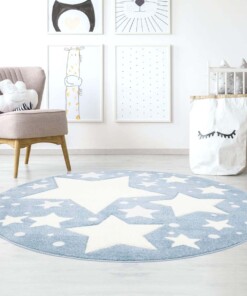 Tapis rond pour enfant étoiles 3D - bleu/Crème - sfeer, thumbnail