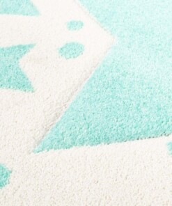 Tapis enfant étoiles 3D - Crème/bleu menthe - close up materiaal, thumbnail Tapis enfant étoiles 3D - Crème/bleu menthe - close up materiaal, thumbnail