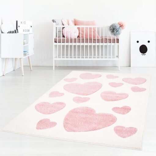 Tapis Carré enfant Coeur 3D - Crème - sfeer