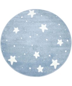 Tapis rond pour enfant petites étoiles 3D - bleu/Crème - overzicht boven, thumbnail