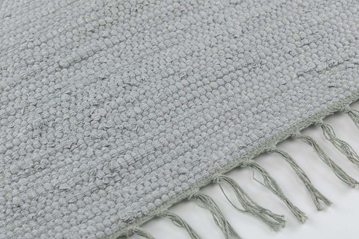 Tapis Kilim tissé main Bomull - gris - close up zijkant Tapis Kilim tissé main Bomull - gris - close up zijkant