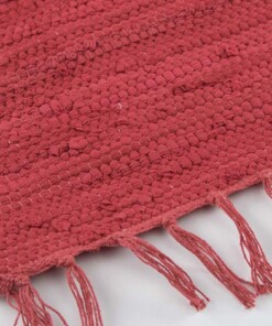 Tapis Kilim tissé main Bomull - rouge - close up zijkant, thumbnail