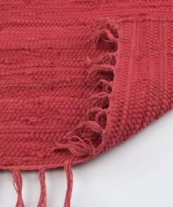 Tapis Kilim tissé main Bomull - rouge - close up vouw, thumbnail