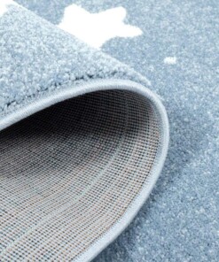 Tapis rond pour enfant petites étoiles 3D - bleu/Crème - close up vouw, thumbnail