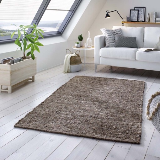 Tapis laine tissé main Oslo - gris - sfeer
