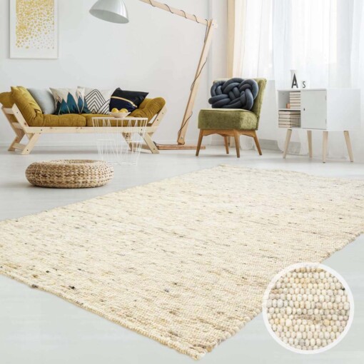 Tapis en laine tissé main Ylva - beige - sfeer