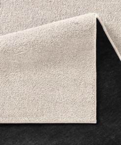 Tapis Carré poil ras Qualis - Crème - close up vouw, thumbnail