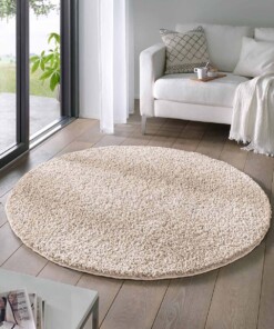 Tapis Rond poils longs Classic - Crème - sfeer