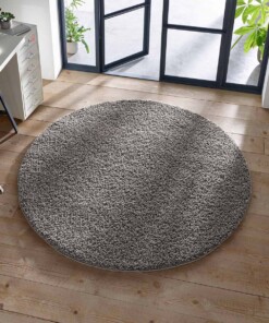 Tapis Rond poils longs Classic - gris foncé - sfeer
