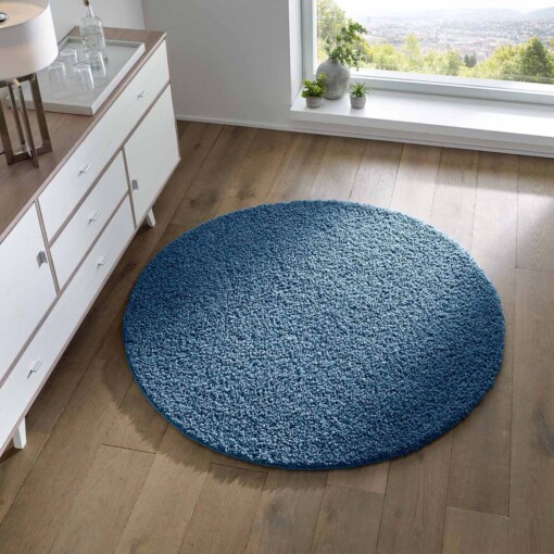 Tapis Rond poils longs Spectrum - bleu - sfeer
