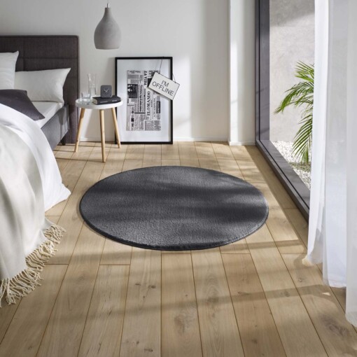 Tapis Rond moelleux Loft - gris anthracite (lavable à 30°C) - sfeer