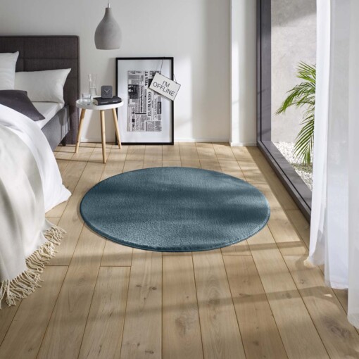 Tapis Rond moelleux Loft - bleu (lavable à 30°C) - sfeer