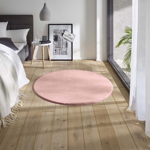 Tapis Rond moelleux Loft - rose (lavable à 30°C) - sfeer