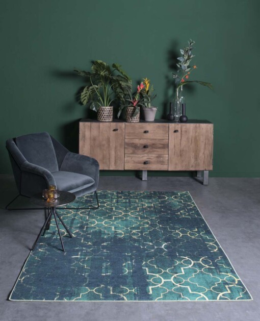 Tapis Nostalgia N°8 - vert émeraude/or - sfeer