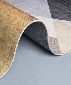 Tapis Géométrique - or/marron - close up rol, thumbnail Tapis Géométrique - or/marron - close up rol, thumbnail