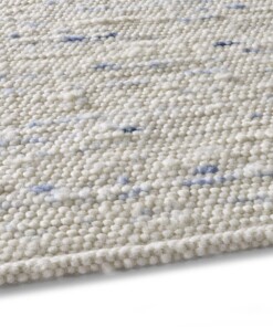 Tapis en laine tissé main Oslo - Crème/bleu - close up zijkant, thumbnail Tapis en laine tissé main Oslo - Crème/bleu - close up zijkant, thumbnail