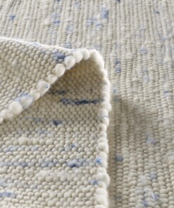 Tapis en laine tissé main Oslo - Crème/bleu - close up vouw, thumbnail Tapis en laine tissé main Oslo - Crème/bleu - close up vouw, thumbnail