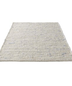 Tapis en laine tissé main Oslo - Crème/bleu - overzicht schuin, thumbnail Tapis en laine tissé main Oslo - Crème/bleu - overzicht schuin, thumbnail