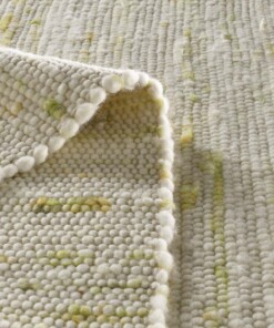 Tapis en laine tissé main Oslo - Crème/vert - close up vouw, thumbnail Tapis en laine tissé main Oslo - Crème/vert - close up vouw, thumbnail