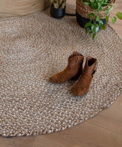 Tapis jute tressé Rond - naturel/Multi