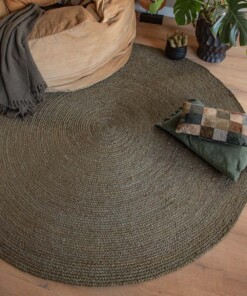 Tapis Jute Rond Pure - vert olive [édition spéciale]