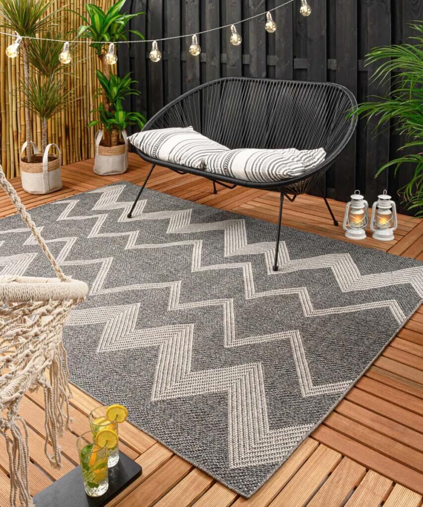 Tapis d’extérieur gris - Zig zag Sunny – gris foncé 