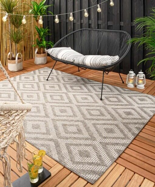Tapis d’extérieur losange Kjeld - gris/Crème - sfeer
