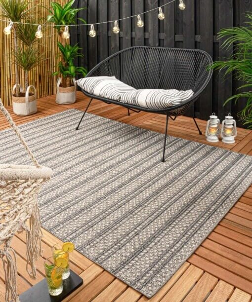 Tapis d’extérieur rayé Vinca - gris/Crème