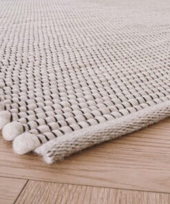 Tapis laine Lett - blanc - close up hoek, thumbnail Tapis laine Lett - blanc - close up hoek, thumbnail