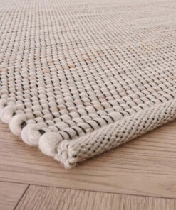 Tapis laine Lett - blanc/beige - close up hoek, thumbnail Tapis laine Lett - blanc/beige - close up hoek, thumbnail
