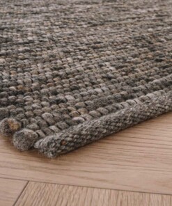 Tapis laine Lett - gris/marron - close up hoek, thumbnail Tapis laine Lett - gris/marron - close up hoek, thumbnail