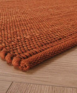Tapis laine Lett - cognac - close up hoek, thumbnail Tapis laine Lett - cognac - close up hoek, thumbnail