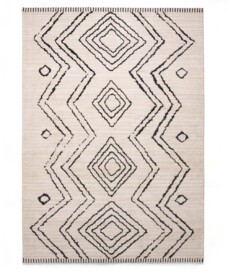 Tapis berbère Beni Ouarain Bahij - Crème/noir - overzicht boven, thumbnail