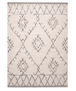 Tapis style berbère Beni Ouarain Soufiane - Crème/noir - overzicht boven