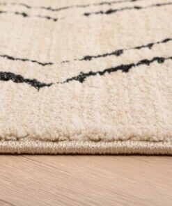 Tapis berbère Beni Ouarain Bahij - Crème/noir - close up zijkant, thumbnail Tapis berbère Beni Ouarain Bahij - Crème/noir - close up zijkant, thumbnail