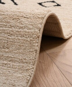 Tapis berbère Beni Ouarain Bahij - Crème/noir - close up vouw, thumbnail Tapis berbère Beni Ouarain Bahij - Crème/noir - close up vouw, thumbnail