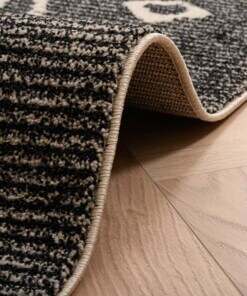 Tapis berbère pas cher Beni Ouarain Bahij - gris anthracite/noir - close up vouw, thumbnail Tapis berbère pas cher Beni Ouarain Bahij - gris anthracite/noir - close up vouw, thumbnail