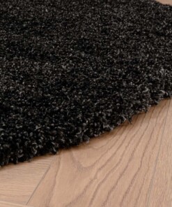 Tapis Rond poils longs Shaggy Grand - gris anthracite