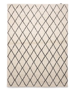 Tapis en laine losange Vinduer - Crème/noir - overzicht boven