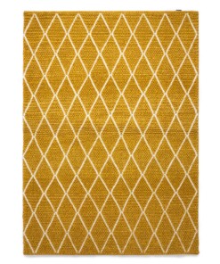 Tapis en laine losange Vinduer - jaune moutarde/Crème - overzicht boven